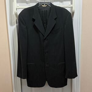 Donna Karan Signature men’s black wool 3 button suit jacket blazer 40 Reg. Italy